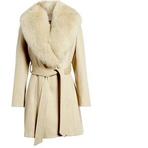 NWT Sofia Cashmere Wool and Fox Fur coat